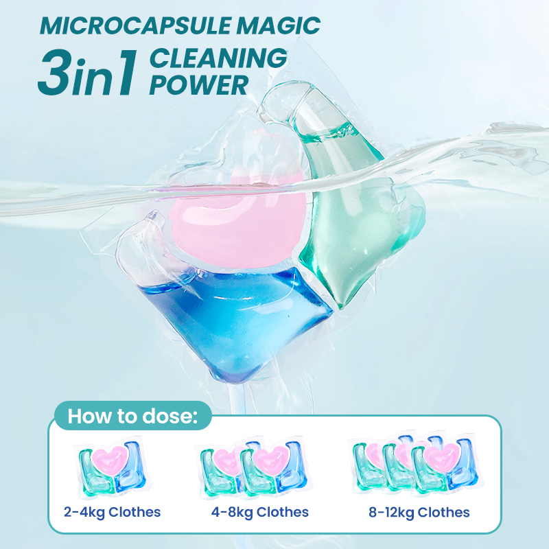 Eco-Friendly 3-in-1 Laundry Detergent Pods (Red/Blue/Green) | Stain Removal & Color Protection | Green Fruit Scent(pic2)