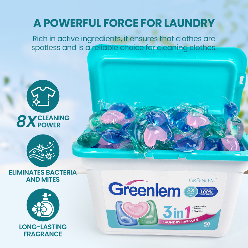 Eco-Friendly 3-in-1 Laundry Detergent Pods (Red/Blue/Green) | Stain Removal & Color Protection | Green Fruit Scent(pic4)