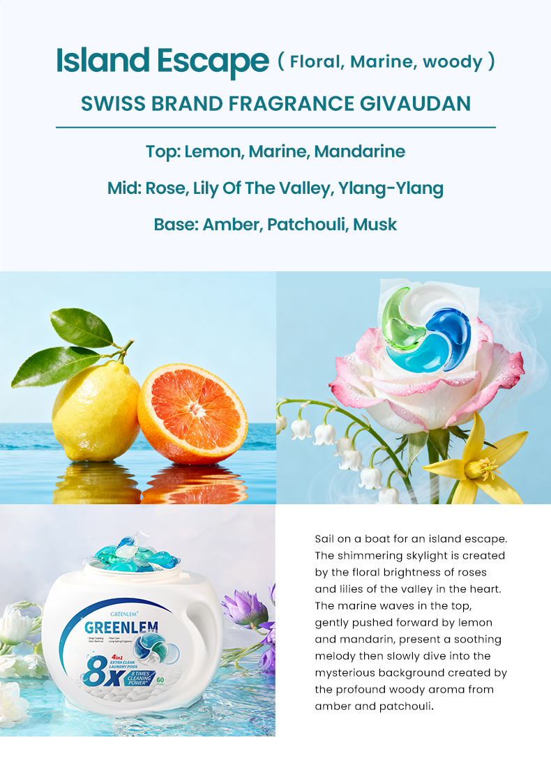 Wholesale 4-in-1 Eco-Friendly Laundry CapsulesDisposable Washing Pods with Long-LastingPerfume and Apparel Scent Boosters(pic4)