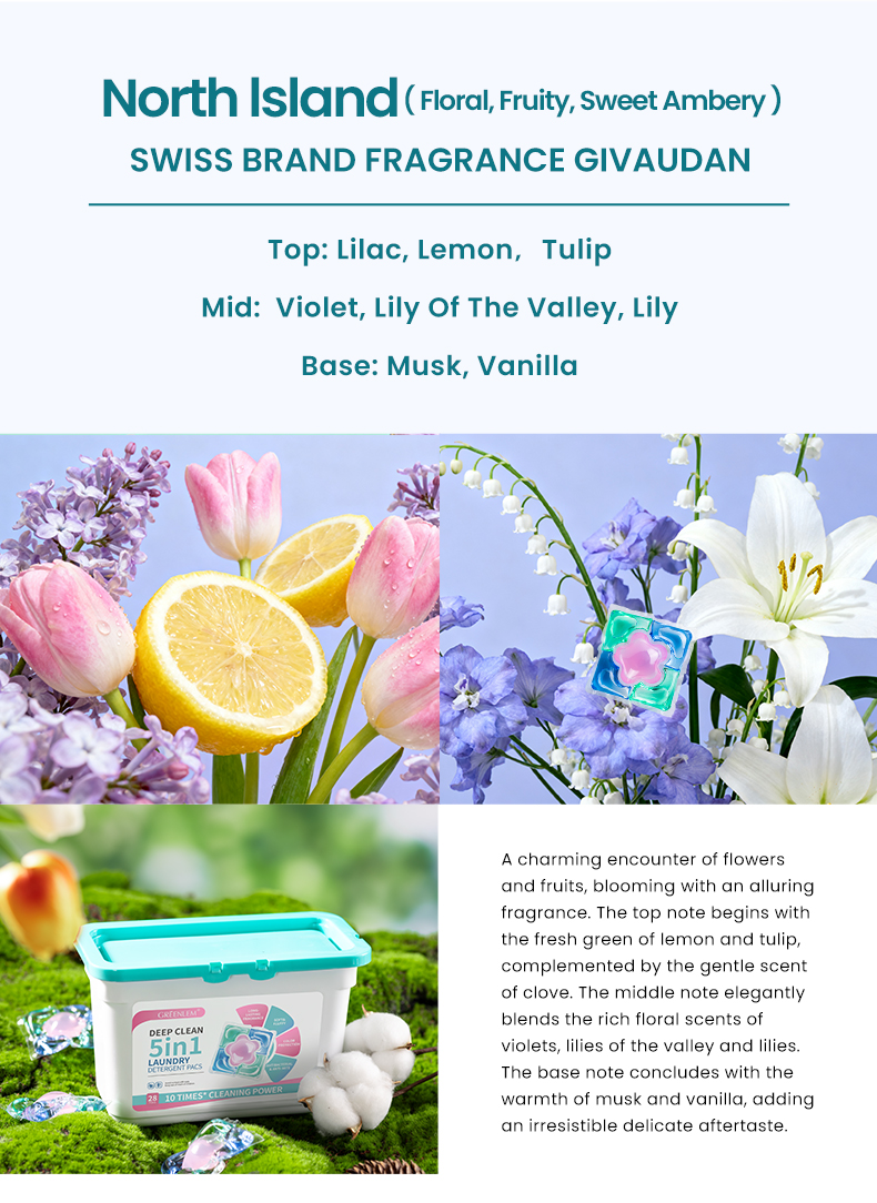 High Quality 5-in-1 Custom Lasting Fragrance Brighten LaundryDetergent Pods Bulk Option for Brightening andRefreshing(pic4)