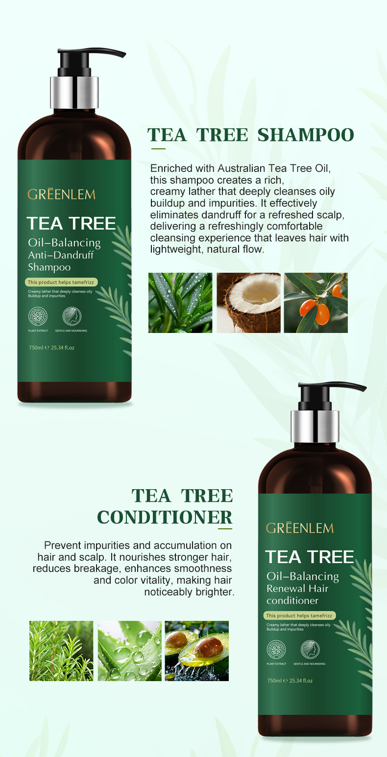 GreenLem Tea Tree Smoothing Cream Shampoo & Conditioner Hair Care Set With Hair Mask Hair Oil(pic3)