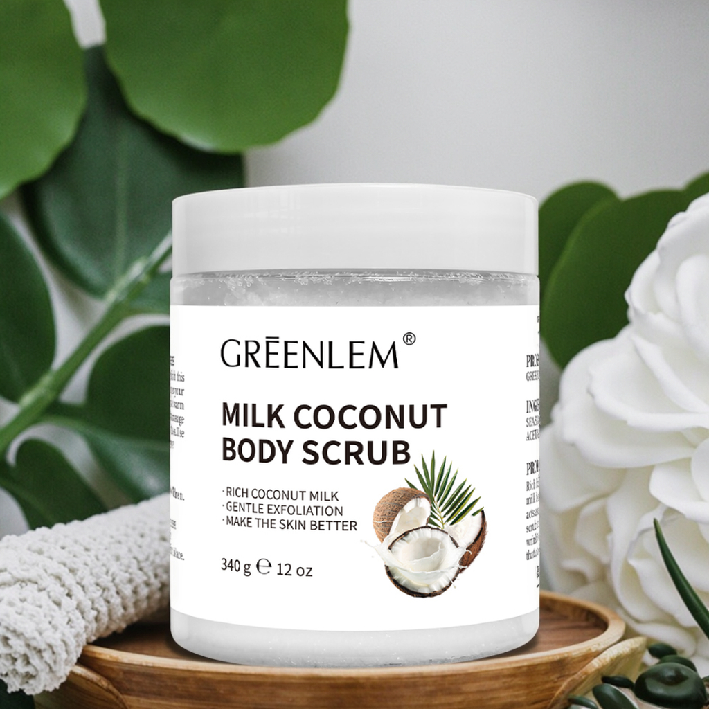 Milk & Coconut Body Scrub Exfoliant With Moisturizing Formula for Rough Skin Knees Elbows Daily Skincare(pic2)
