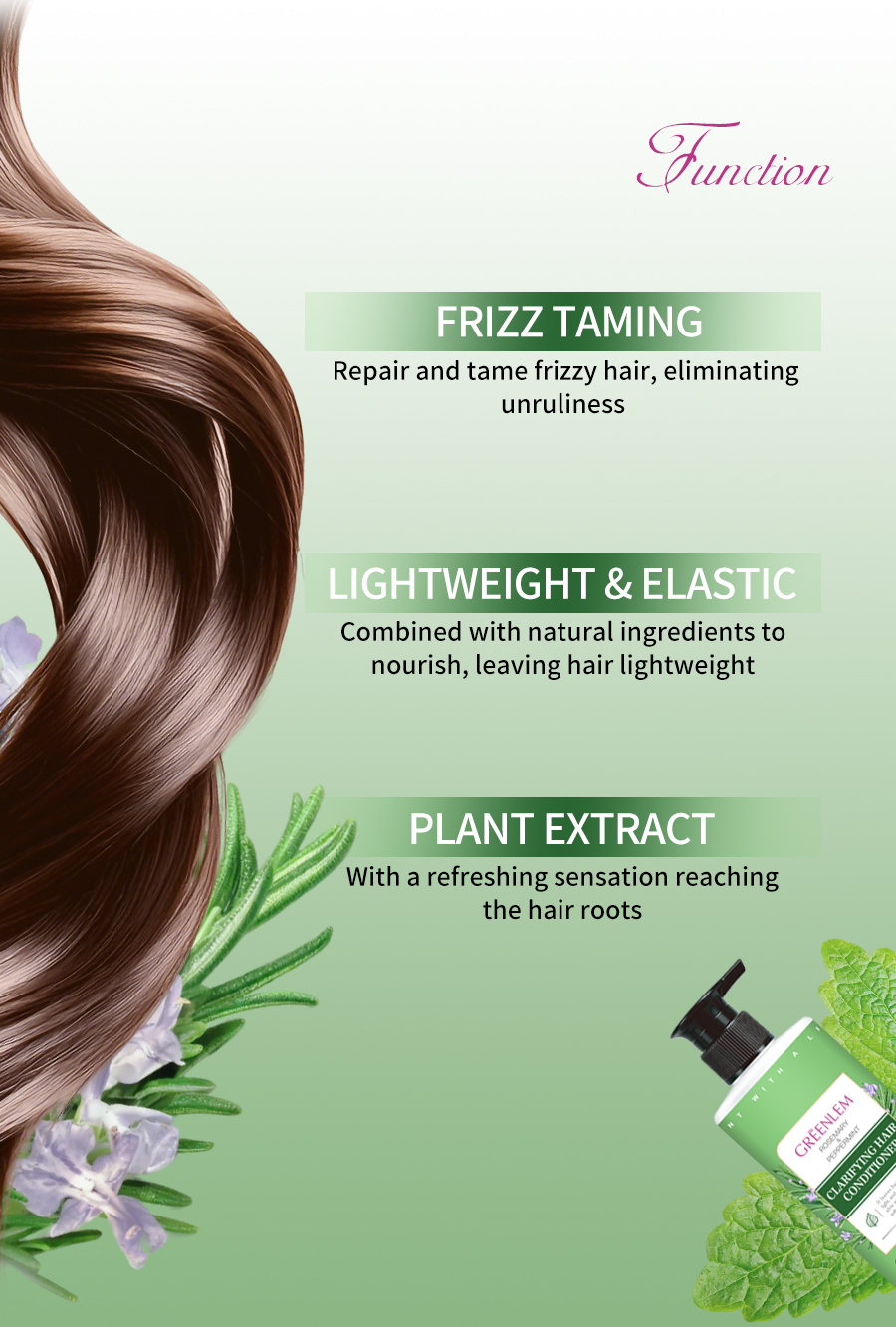 GreenLem ROSEMARY PEPPERMINT CLARIFYING HAIRCONDITIONER Strengthening Nourishing Refreshing Shampoo Natural Hair(pic3)