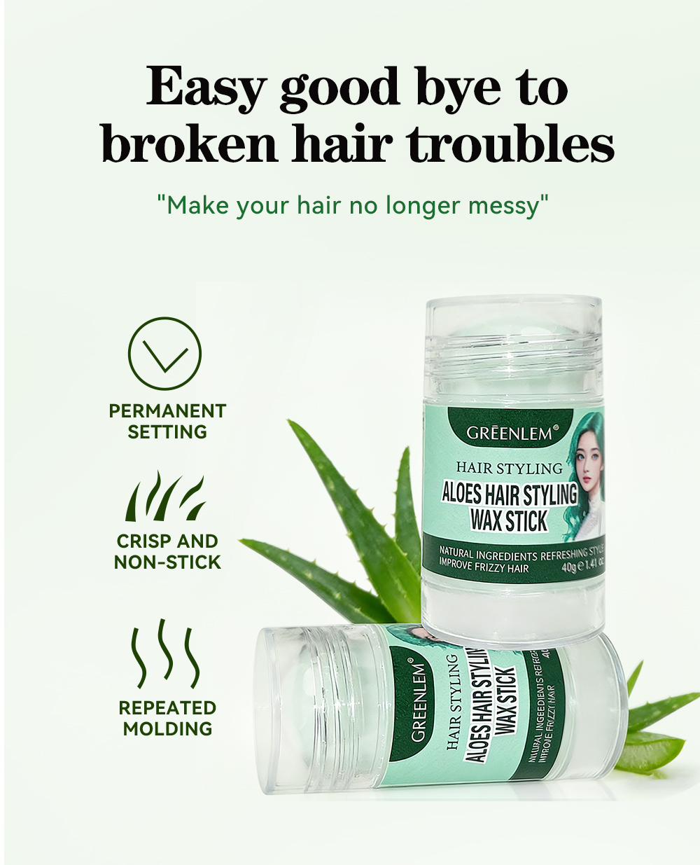 Aloe Hair Styling Wax Stick Shape Hair to Improve Frizz Wholesale(pic1)