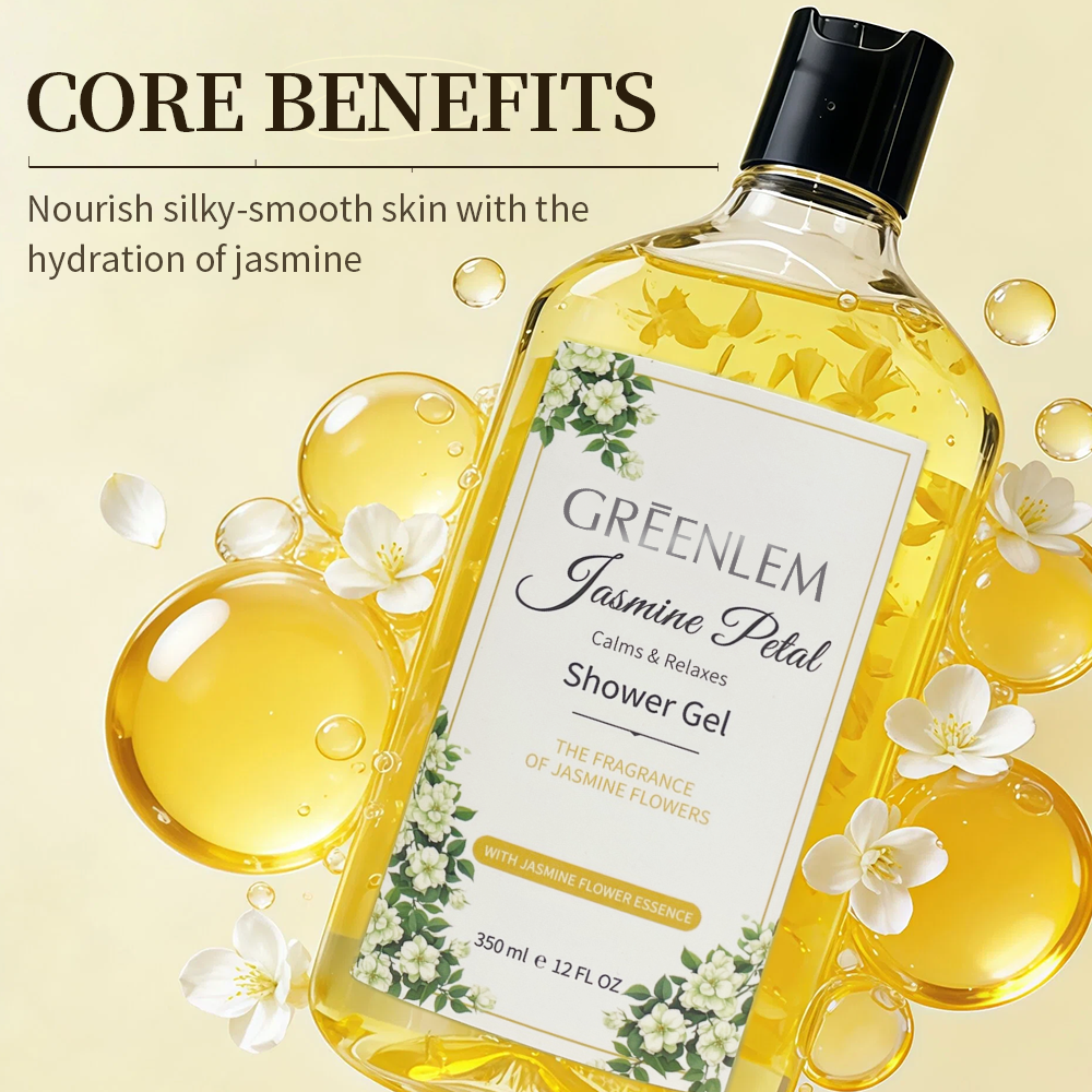 GreenLem Hot Selling Organic Jasmine Body Care Lightening Moisturizing Body Wash Flower Shower Gel(pic4)