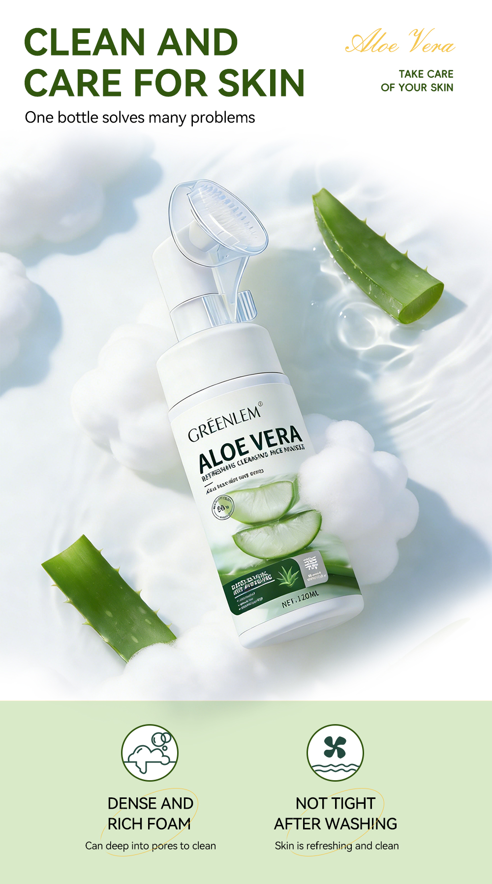 GreenLem ALOE VERAAloe Vera Cleansing Face Mousse(pic3)