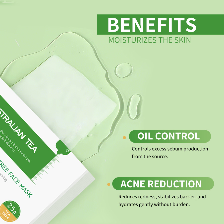 GreenLem Tea Tree Sheet Facial for Blackheads and Brightening Organic Face Peel Sachet Fragrance Free All Skin Types(pic3)