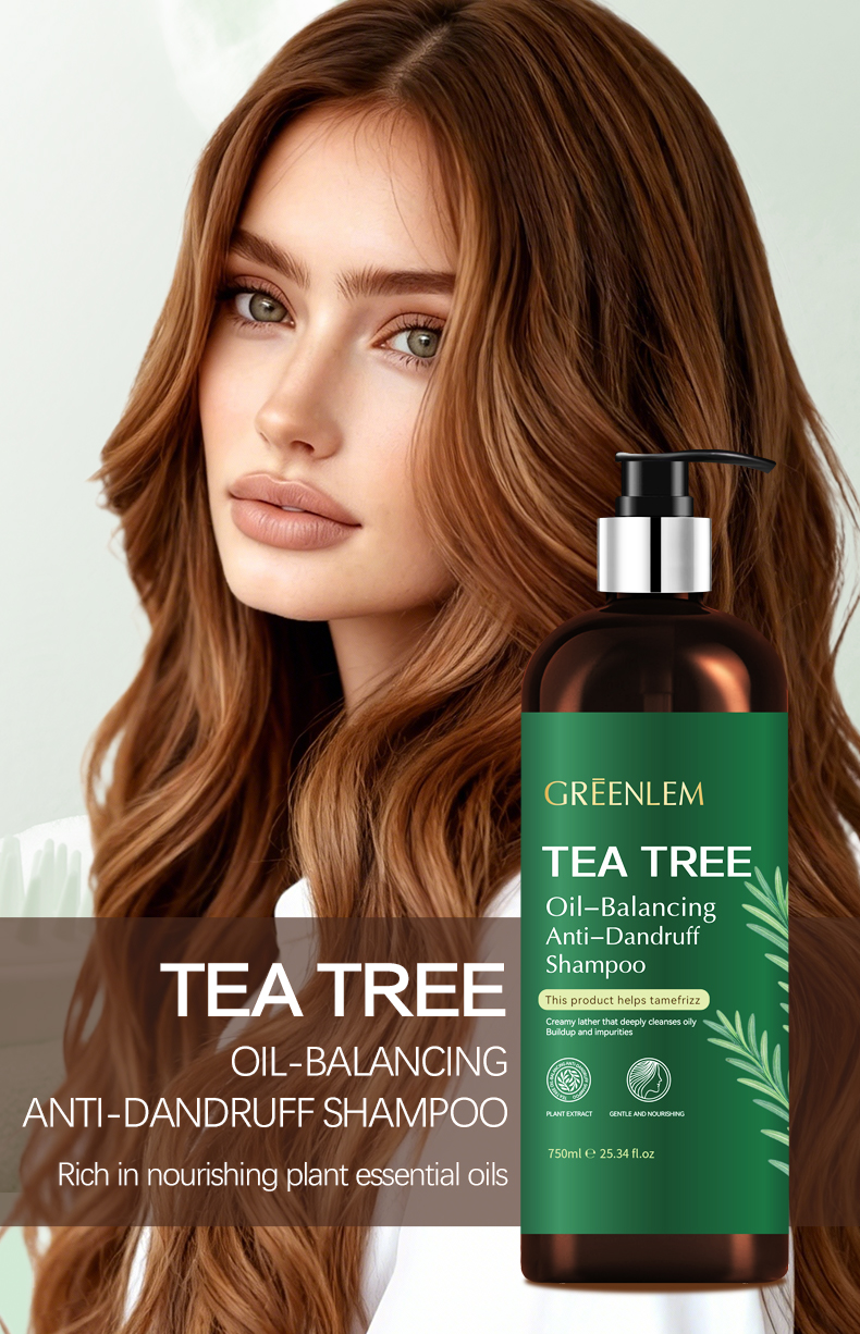 GreenLem Tea Tree Oil Anti-Dandruff Shampoo All Hair Types Cream Formula Damaged Hydrating Nourishing(pic1)
