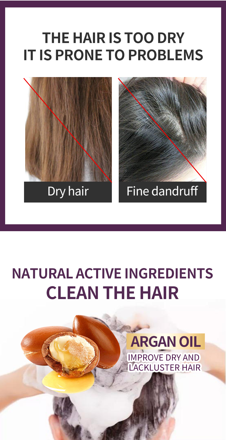 Private Label Organic Argan Hair Shampoo Growth Smoothing Straightening Anti-Breakage/Split Ends Sulfate Free Curly(pic2)
