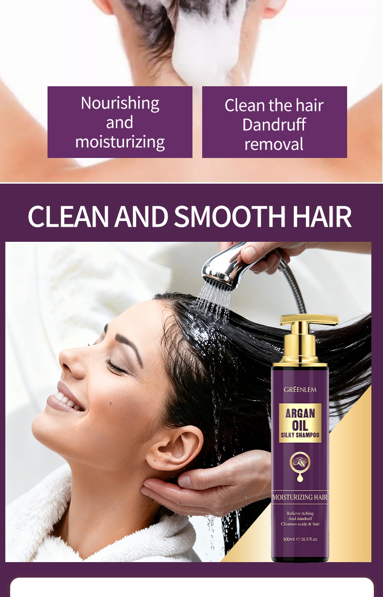 Private Label Organic Argan Hair Shampoo Growth Smoothing Straightening Anti-Breakage/Split Ends Sulfate Free Curly(pic3)