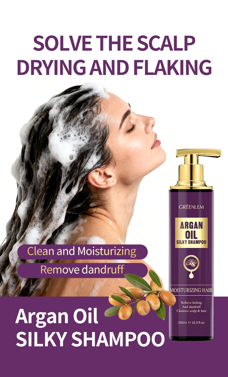 Private Label Organic Argan Hair Shampoo Growth Smoothing Straightening Anti-Breakage/Split Ends Sulfate Free Curly(pic1)