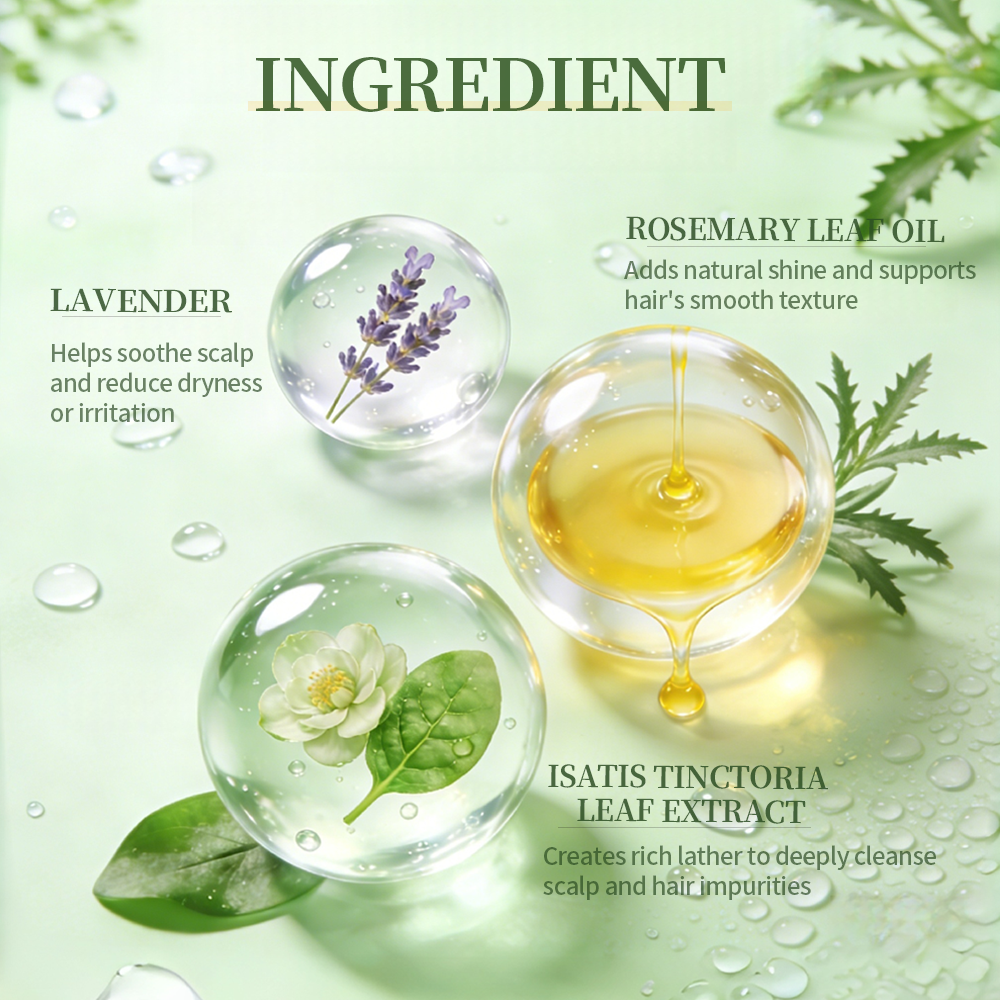 GreenLem Nourishing Herbal Hair Growth Shampoo Anti-Frizz for Usman Grass Strengthening Repair Damaged Hair Concentrated(pic5)