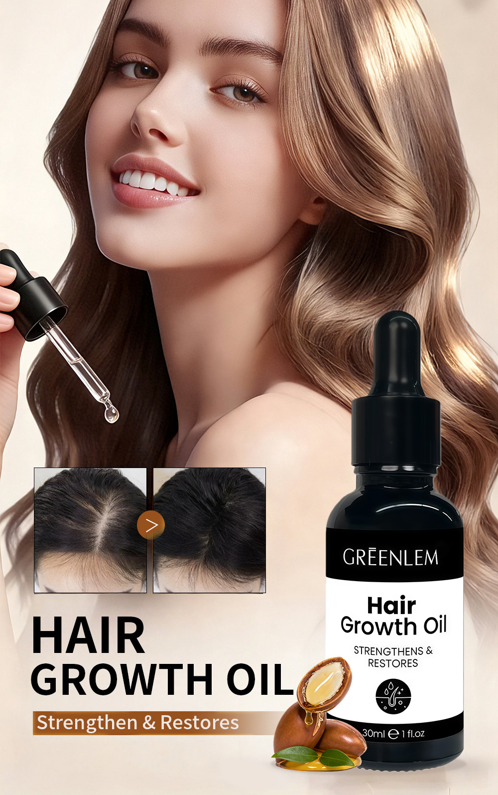 Greenlem Hair Growth Oil STRENGTHENS &RESTORES(pic1)