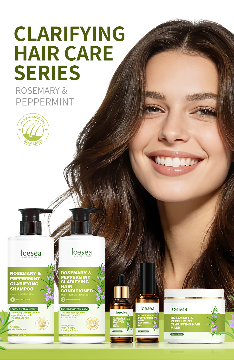 Icesea Rosemary Mint Hair Care Set Dandruff Removal, Oil Control, Damaged Hair Repair(pic1)