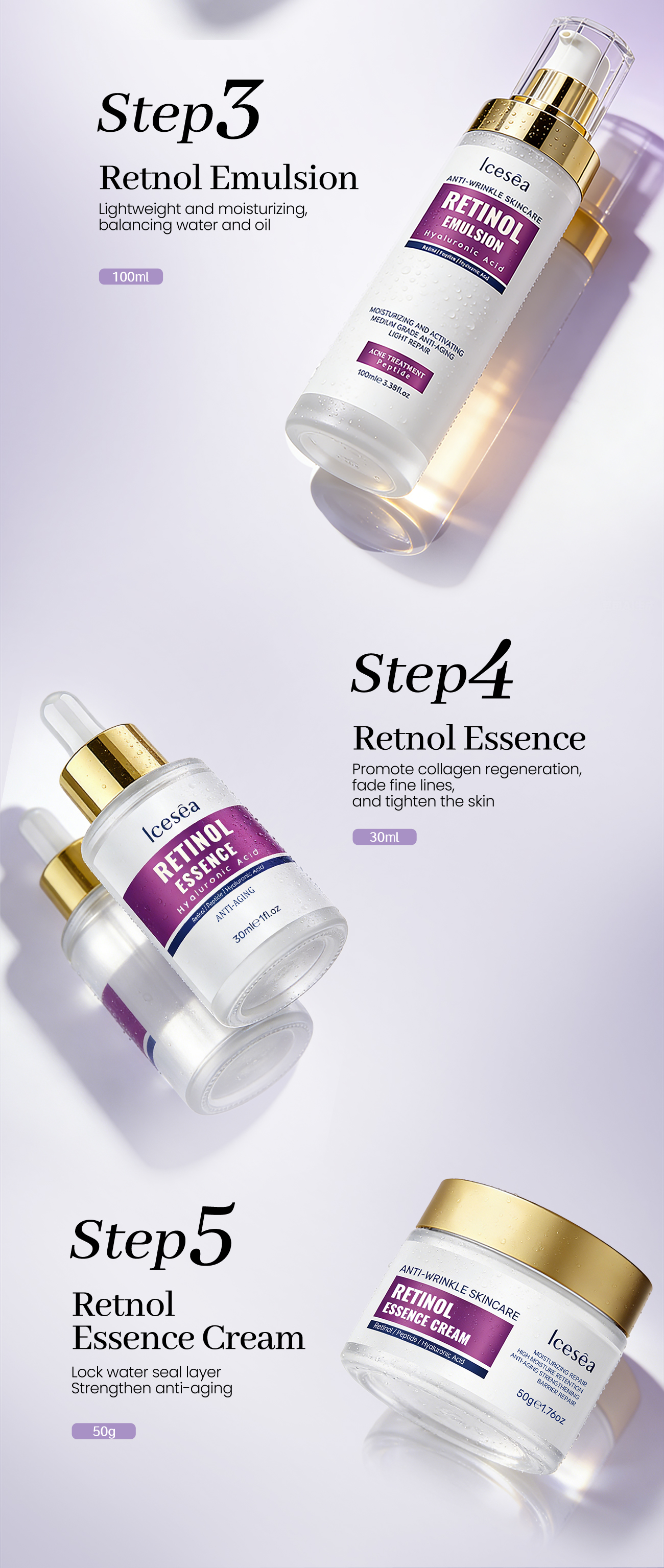 Customizable Set or Individual Items: Retinol & Peptide Kit Targeted Collagen Replenishment to Help Delay Signs of Aging(pic5)
