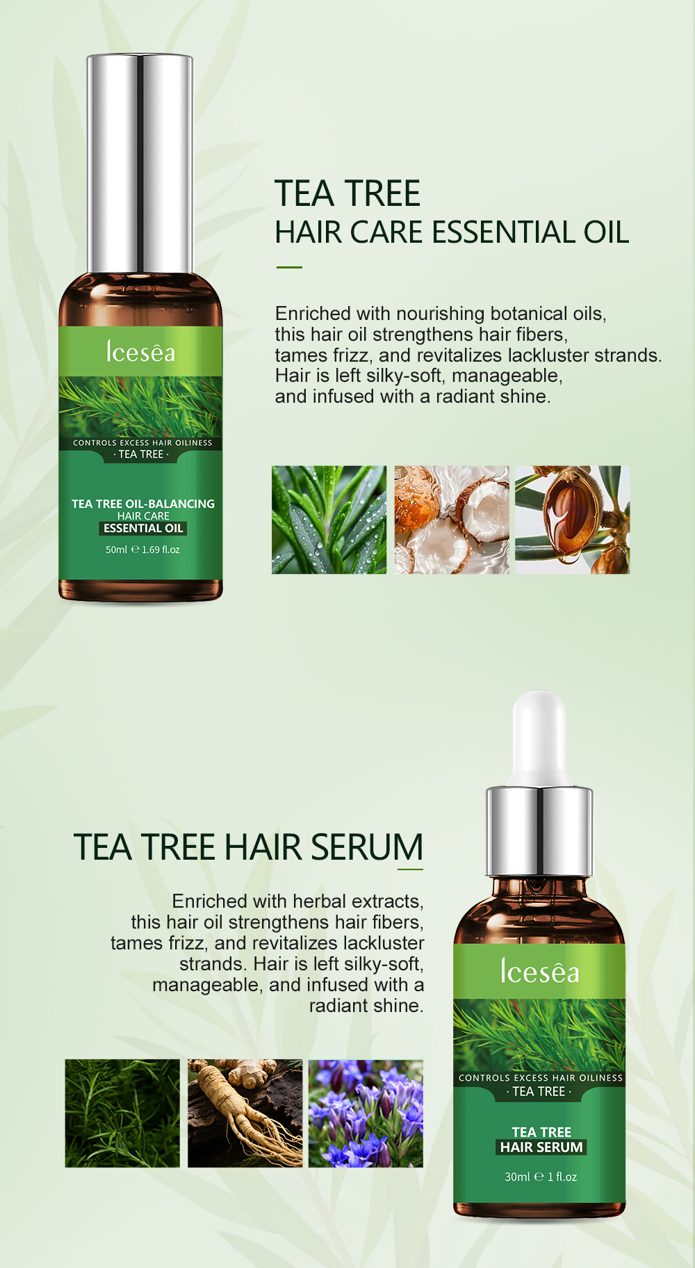 Lcesea Tea Tree Oil Control Series: Repair Damaged Hair, Remove Dandruff, and Control Oil(pic4)