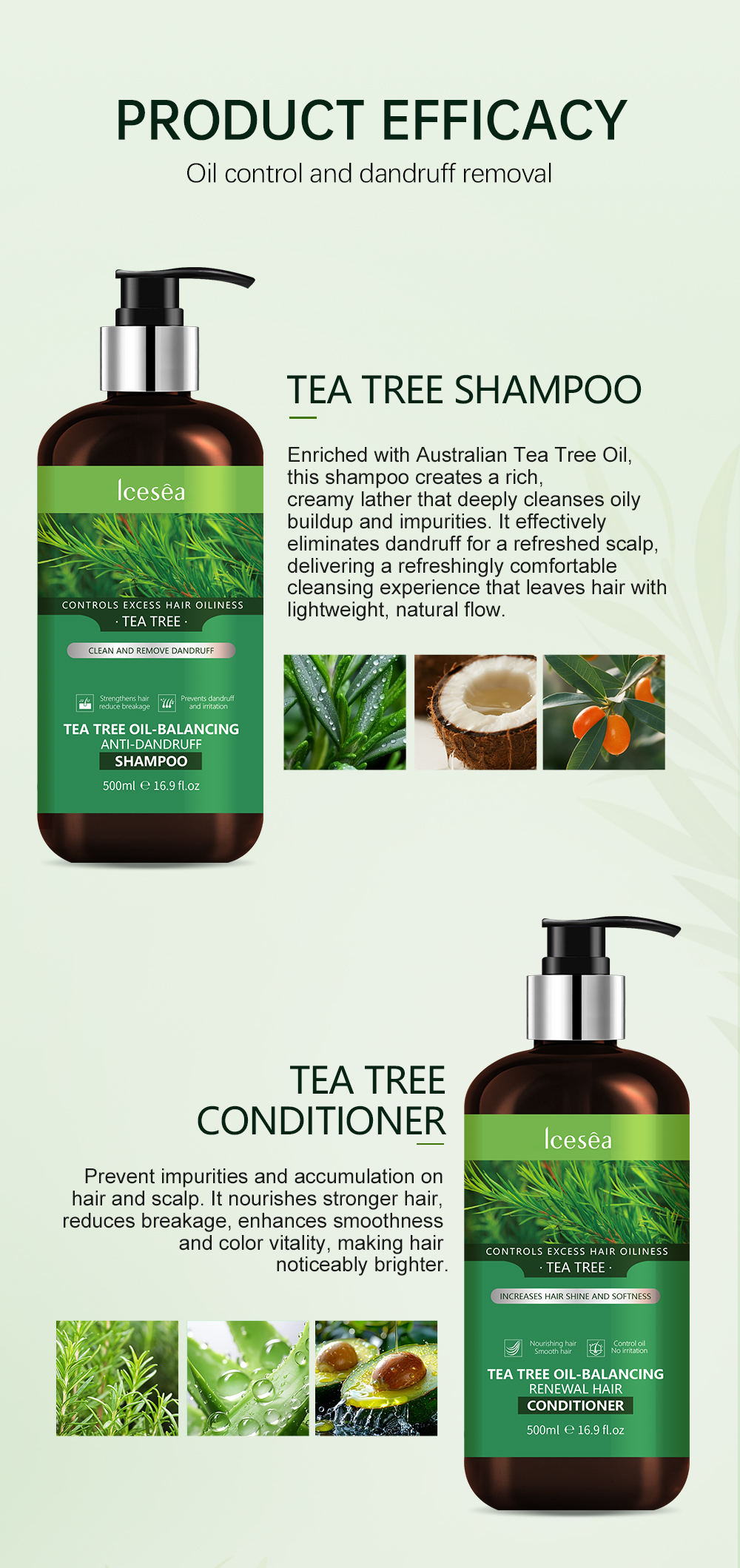 Lcesea Tea Tree Oil Control Series: Repair Damaged Hair, Remove Dandruff, and Control Oil(pic3)
