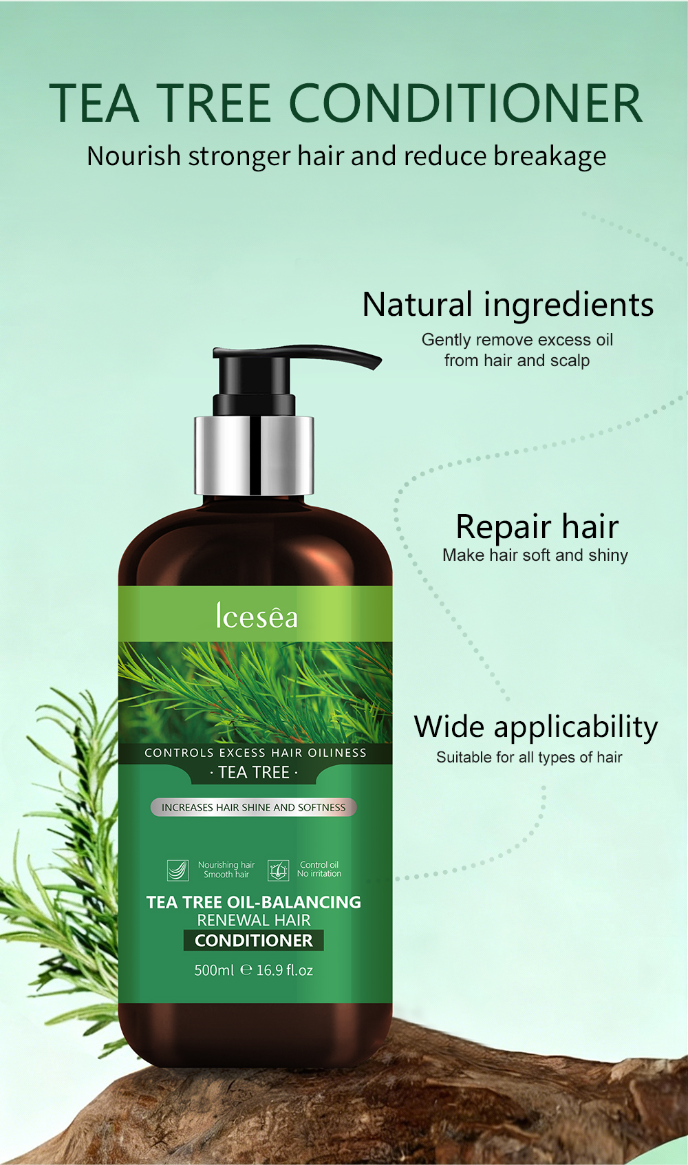 Lcesea Tea Tree Oil Control Hair Conditioner, Dandruff Removing, Volume Enhancing, Repairing Damaged Hair(pic4)