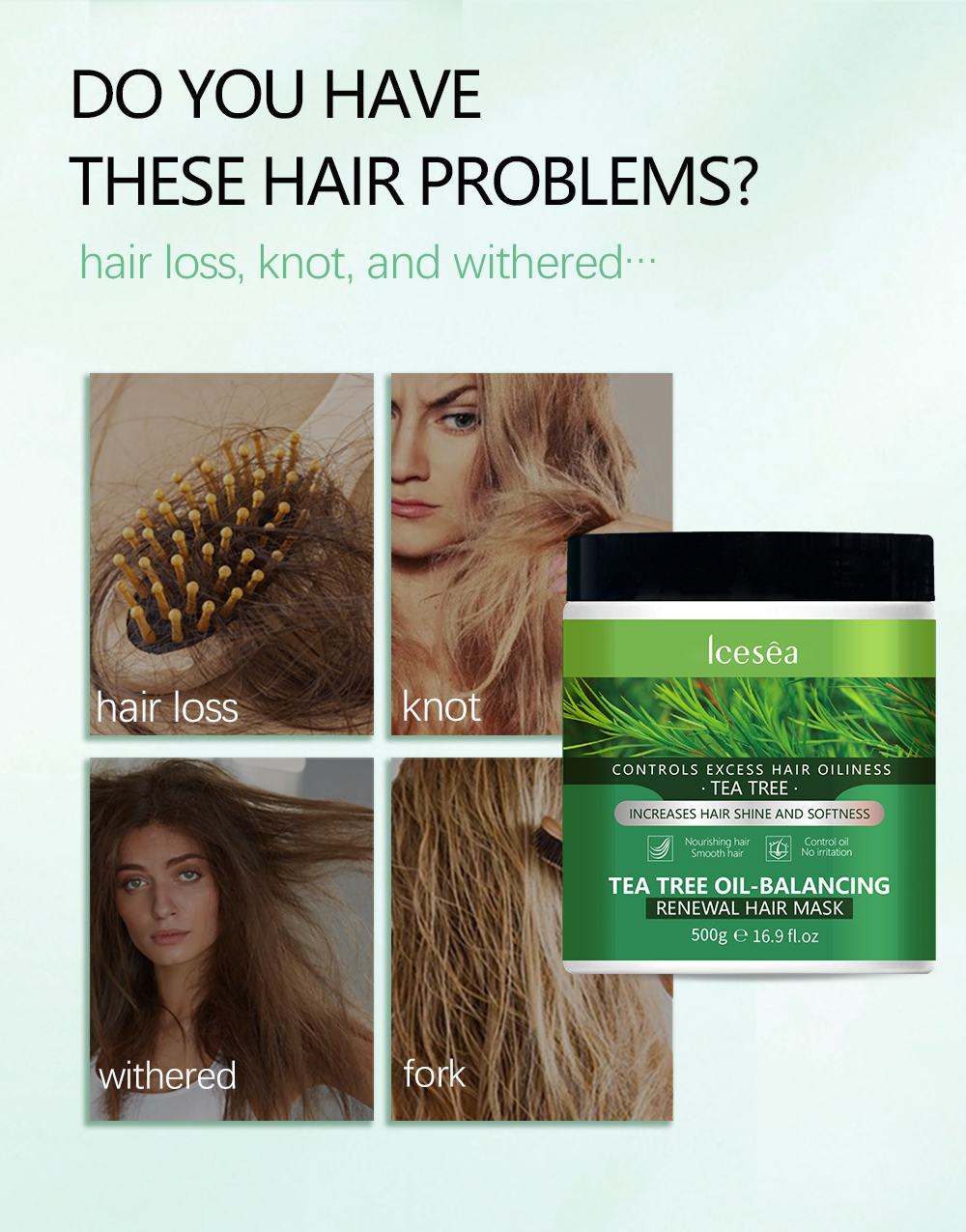 Icesea Tea Tree Oil Control Conditioning Hair Treatment, Repairing Damaged Hair Quality(pic2)