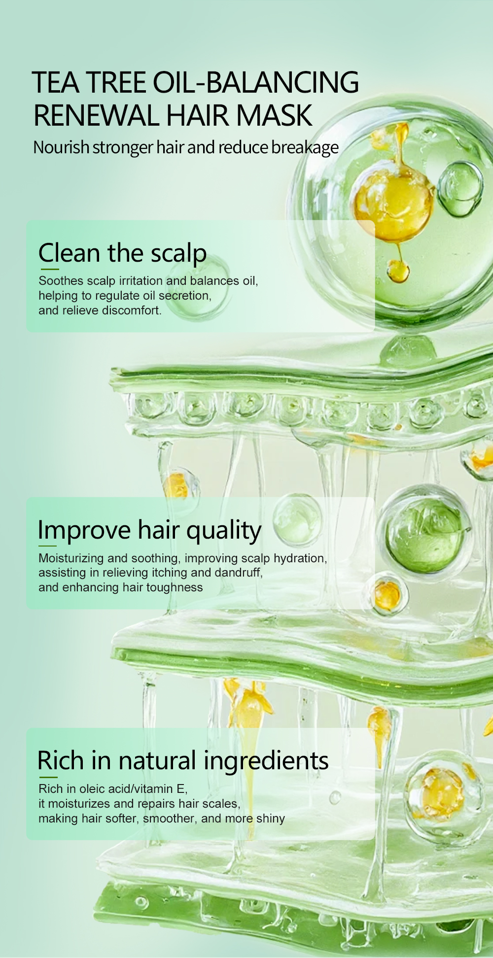 Icesea Tea Tree Oil Control Conditioning Hair Treatment, Repairing Damaged Hair Quality(pic4)