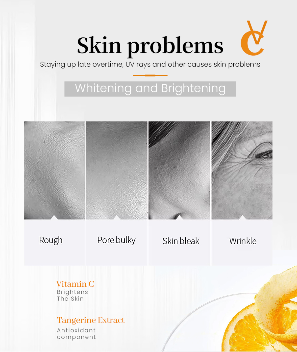 Private Label Vitamin C Skin Care Set 4-in-1 Cleanser Toner Serum Brightening OEM Kit(pic2)