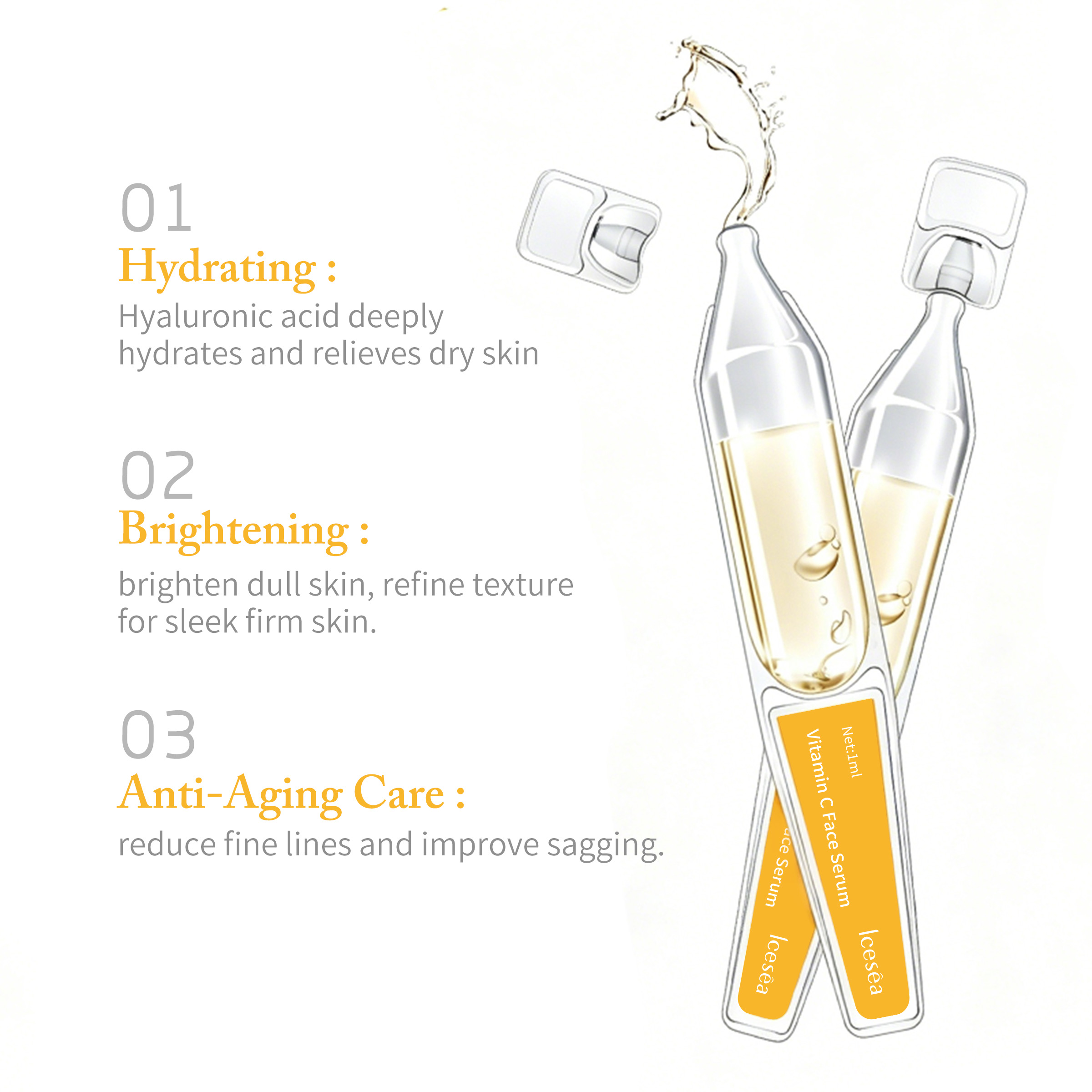 Icesea Vitamin C & Hyaluronic Acid Face Serum with Glycerin Liquid Formula for Firming Skin(pic3)