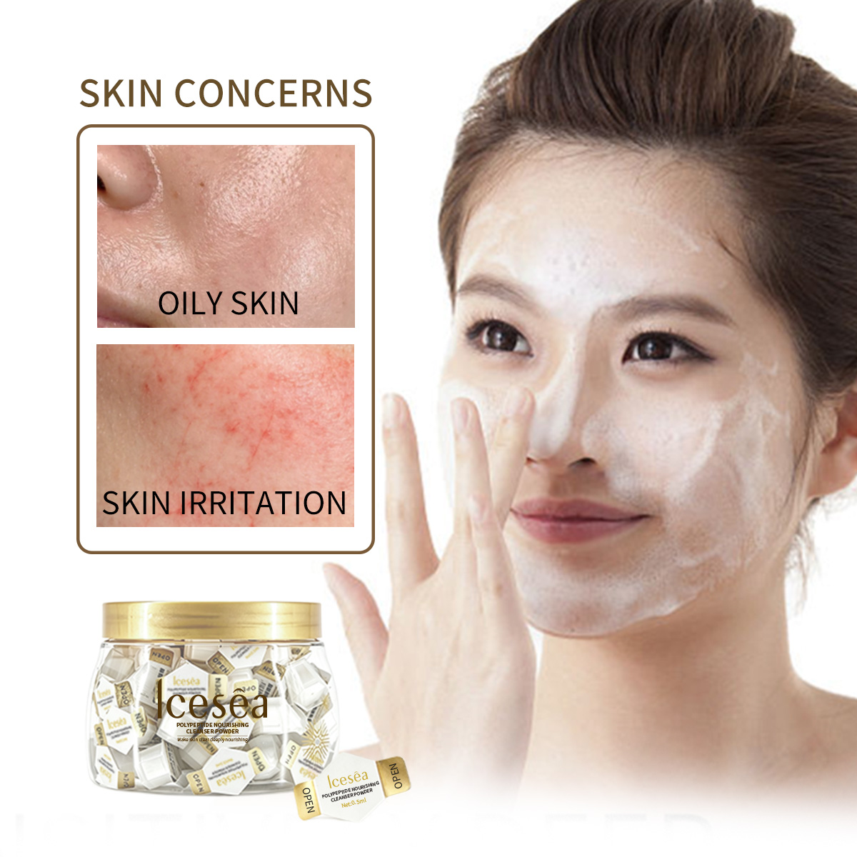 OEM/ODM Polypeptide Nourishing Cleanser Powder 0.5ml Deep Cleansing Gentle Face Wash Private Label(pic2)