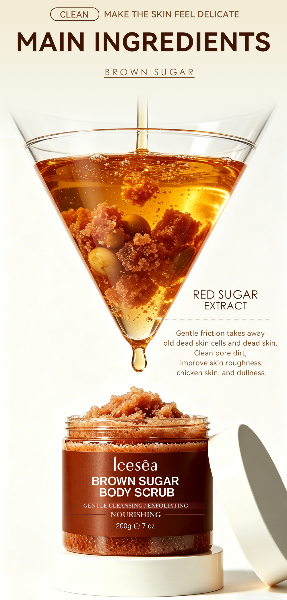 OEM Brown Sugar Body Scrub Exfoliating Moisturizing Dead Skin Remover Nourishing Hydrating for All Skin Types(pic4)