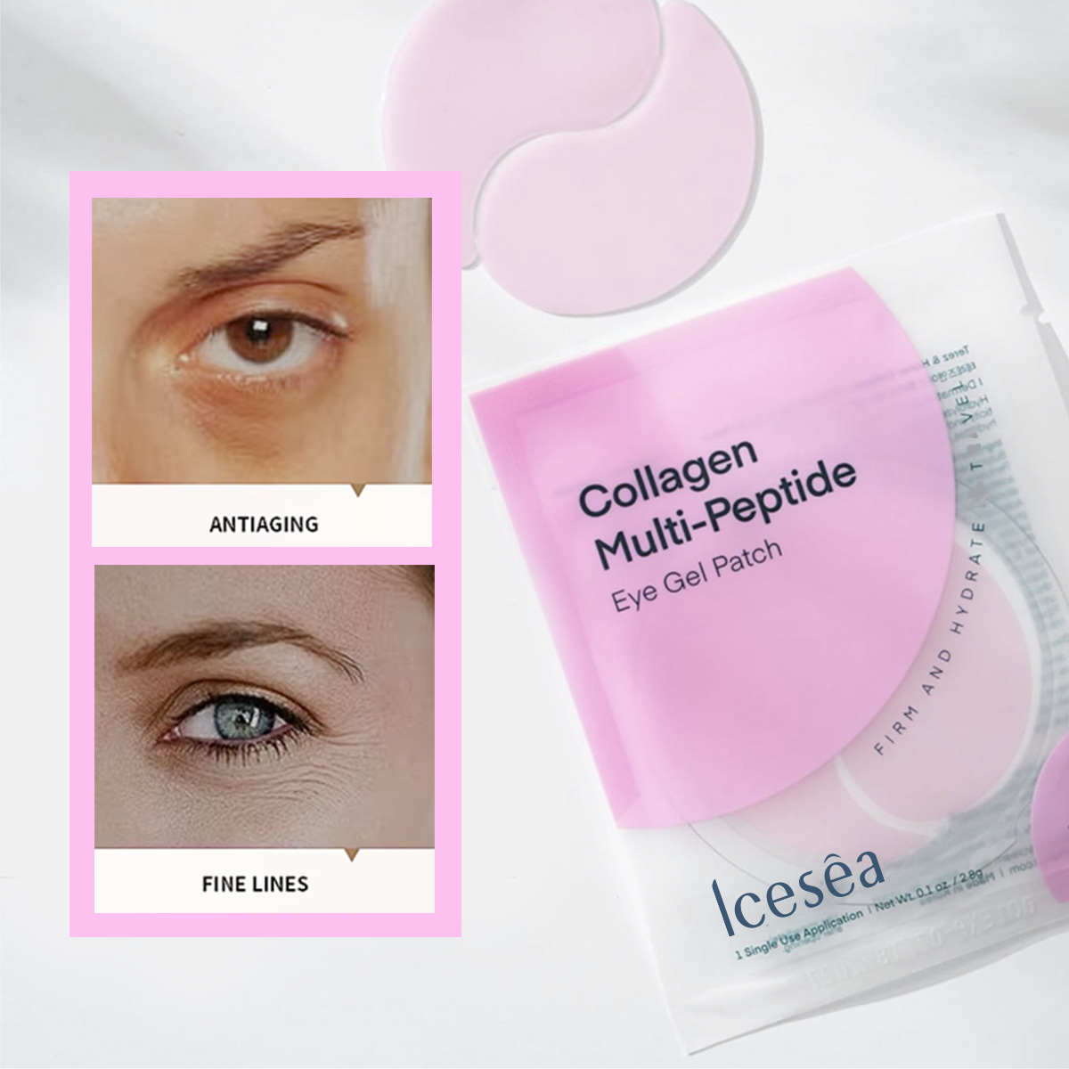 Collagen Multi-Peptide Eye Gel Patches Anti-Aging Firming Hydrating Under Eye Mask for Dark Circles Puffiness(pic3)