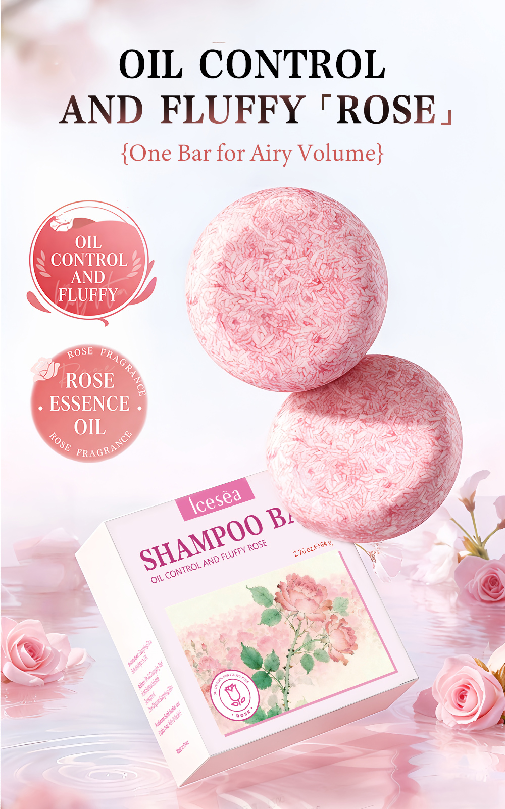 Custom Rose Oil Shampoo Bar, Factory Supply Fluffy Hair Solid Shampoo, Private Label Hair Care OEM(pic1)