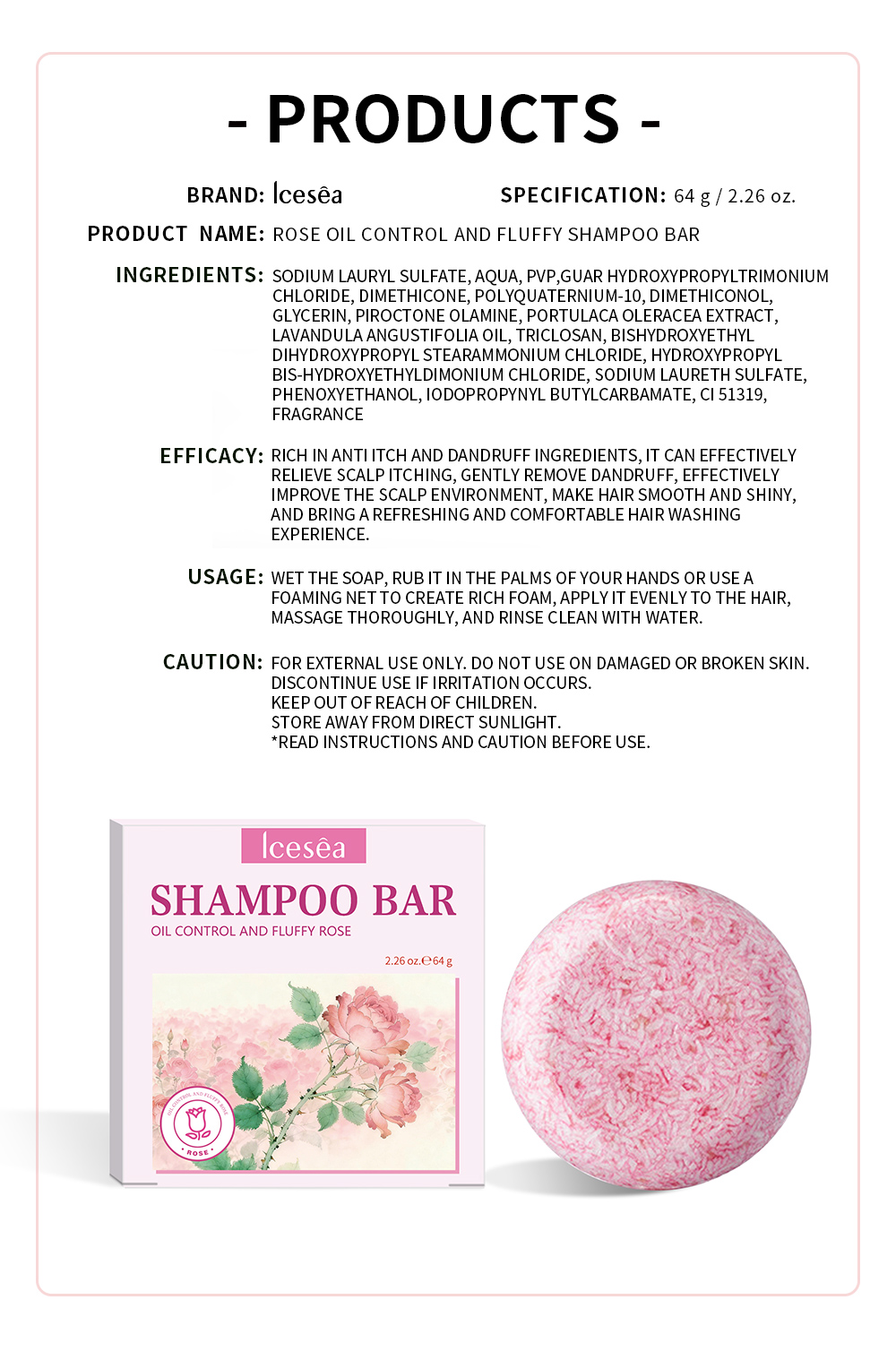 Custom Rose Oil Shampoo Bar, Factory Supply Fluffy Hair Solid Shampoo, Private Label Hair Care OEM(pic5)