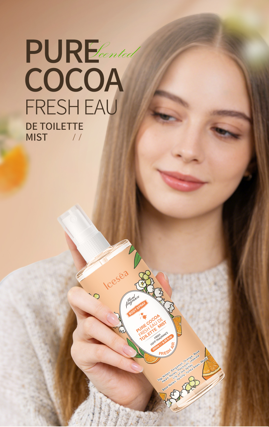 Private Label Pure Cocoa Body Mist, OEM Fresh Eau de Toilette Spray, Wholesale Fragrance Mist(pic1)