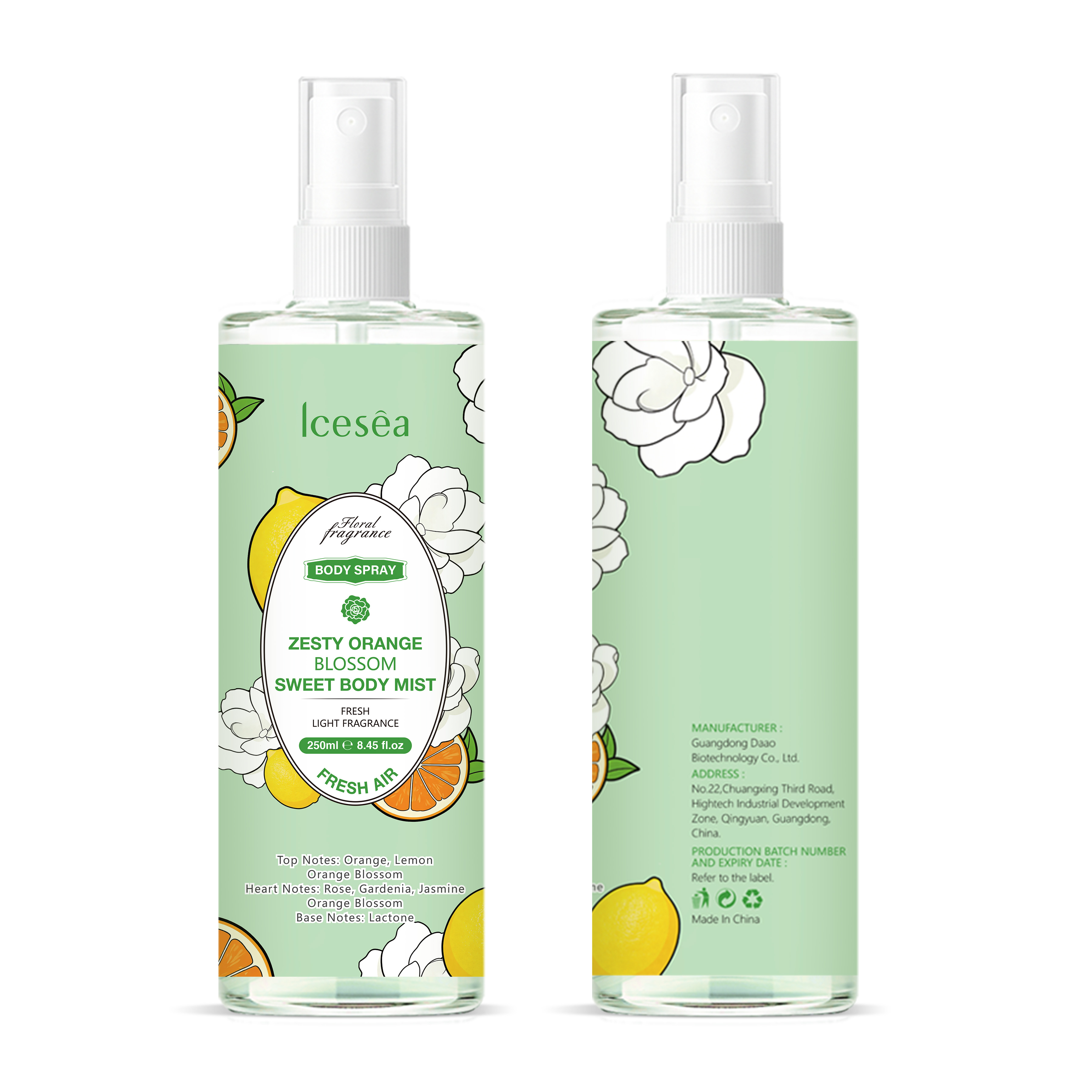 Custom Orange Body Mist, Factory Supply 
