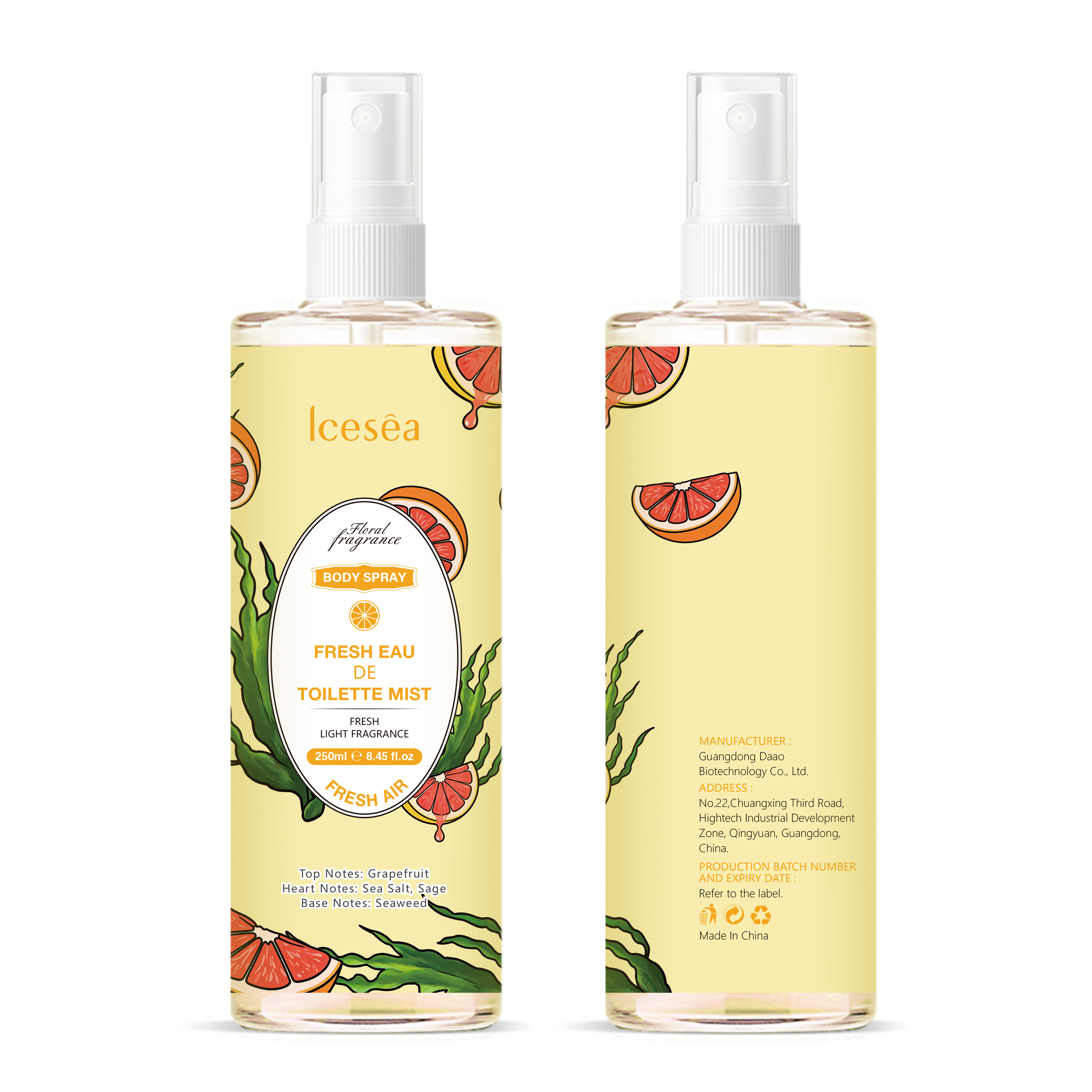 Custom Grapefruit Body Mist, Factory Sup