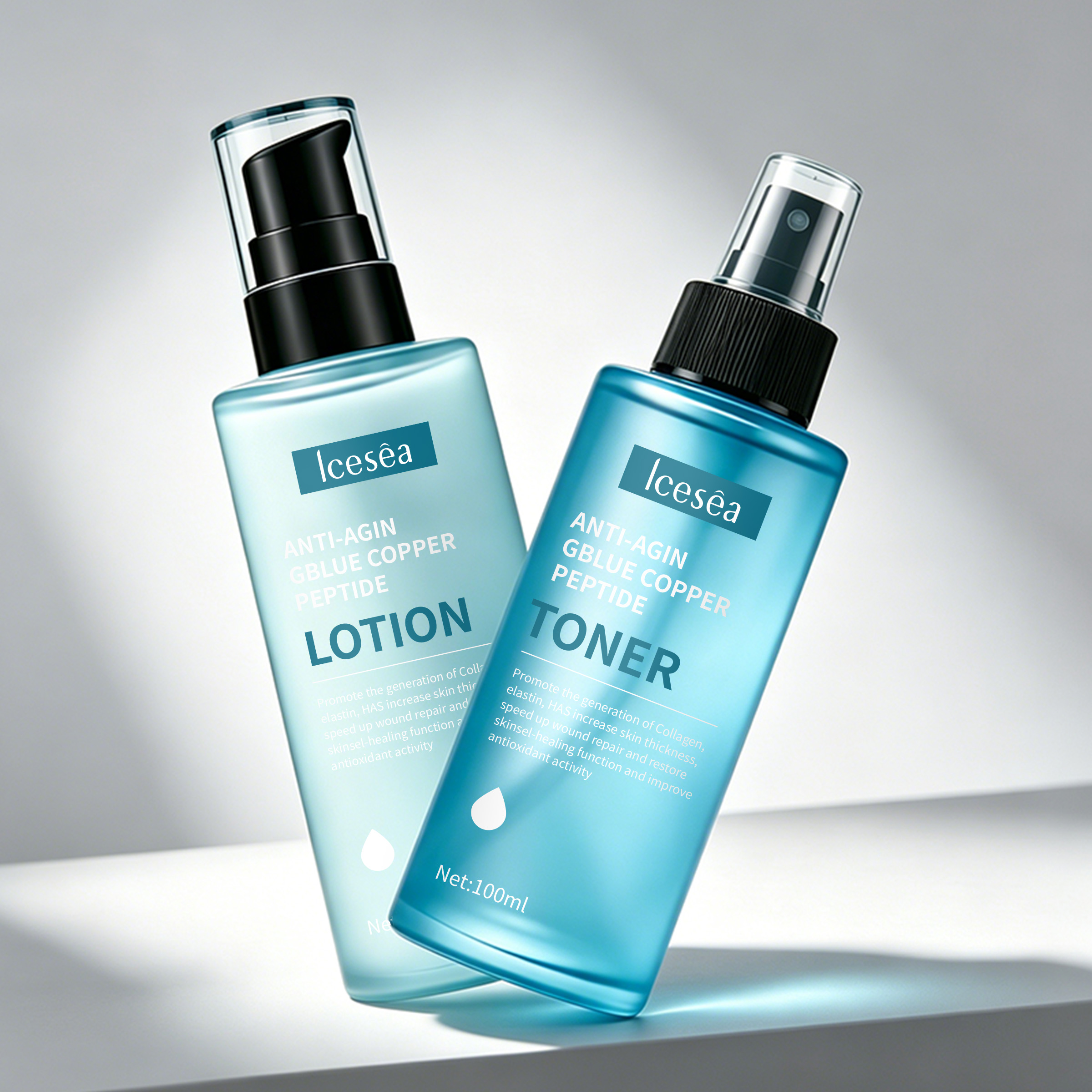 Private Label Copper Peptide 2 in 1 Face Set Lotion + Toner Blemish Prone Skin Repairing Pore Minimizer OEM Manufacturer(pic5)