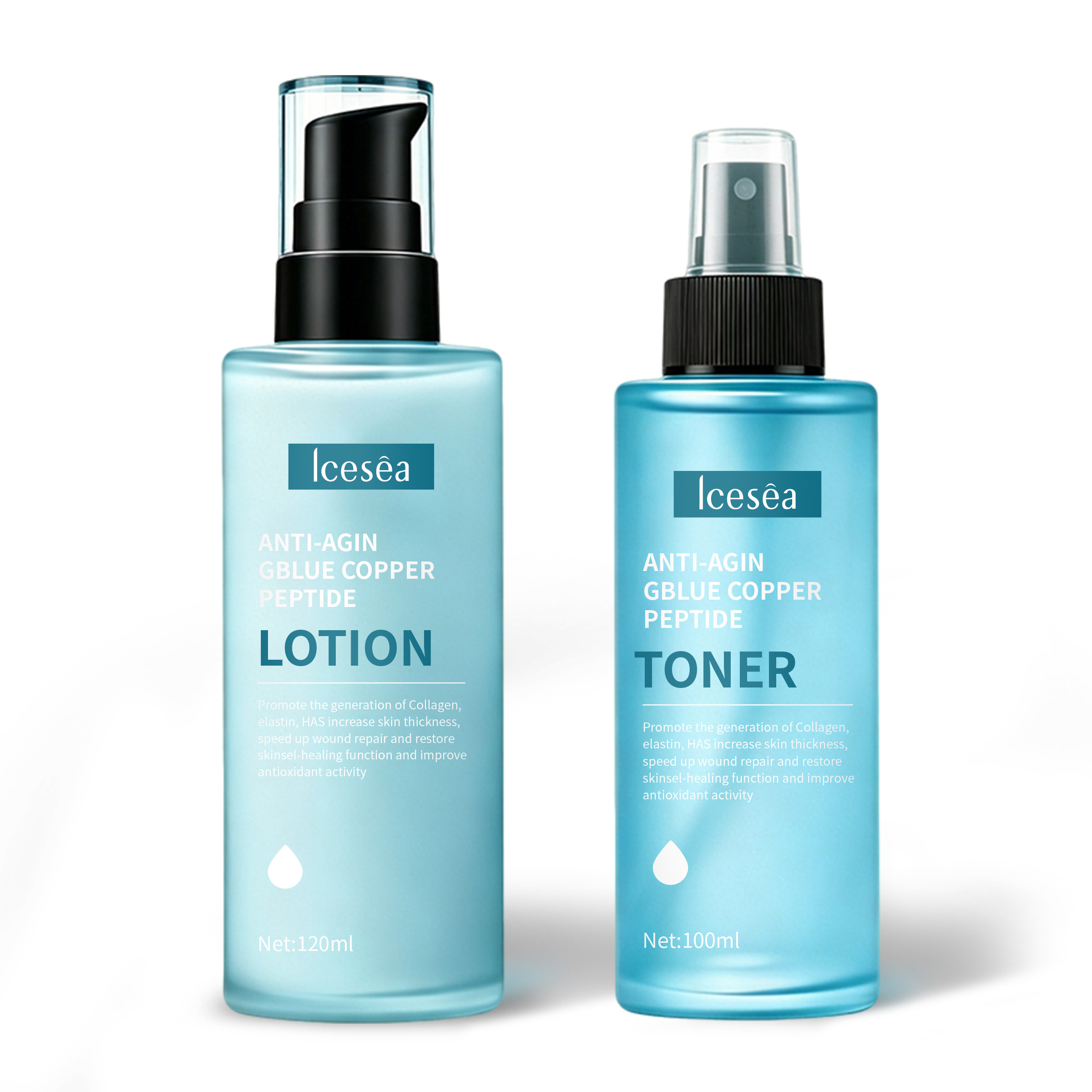 Private Label Copper Peptide 2 in 1 Face Set Lotion + Toner Blemish Prone Skin Repairing Pore Minimizer OEM Manufacturer(pic6)