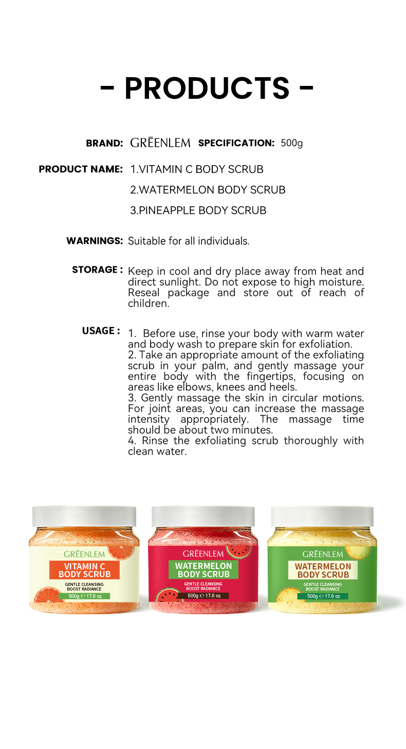 GREENLEM Avocado Coconut Body Scrub Gentle Cleansing Boost Radiance Exfoliating 300g/10.5oz(pic5)