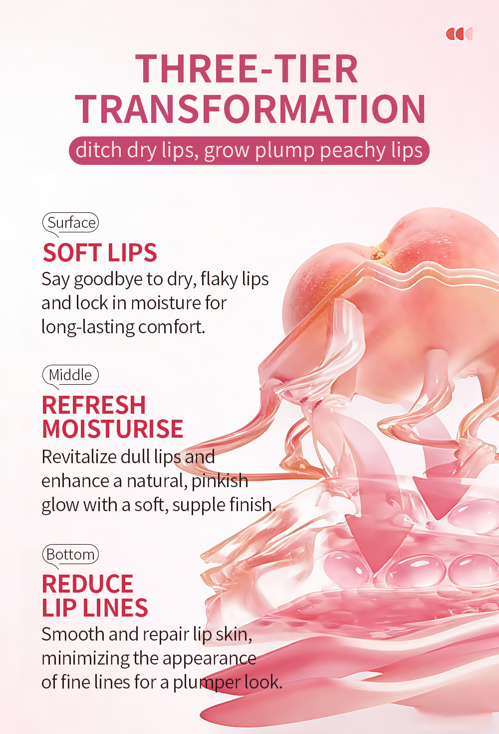 Icesea Honey Peach Lip Oil 8ml Hydrating Nourishing Lip Gloss Reduces Lip Lines OEM Wholesale(pic3)