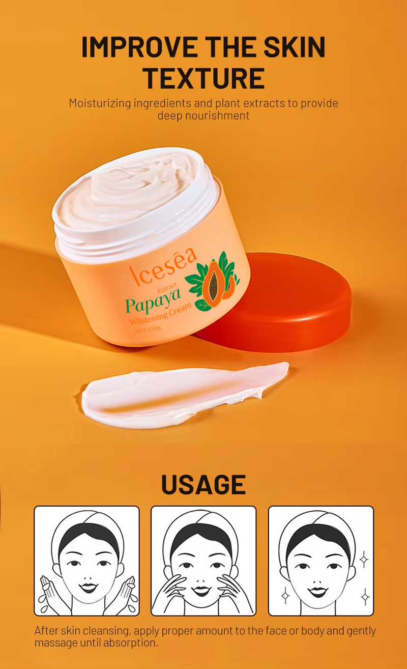 Icesea Moisturizing Day Use Skin Brightening Face Cream with Papaya Extract and Vitamin E OEM/ODM(pic5)