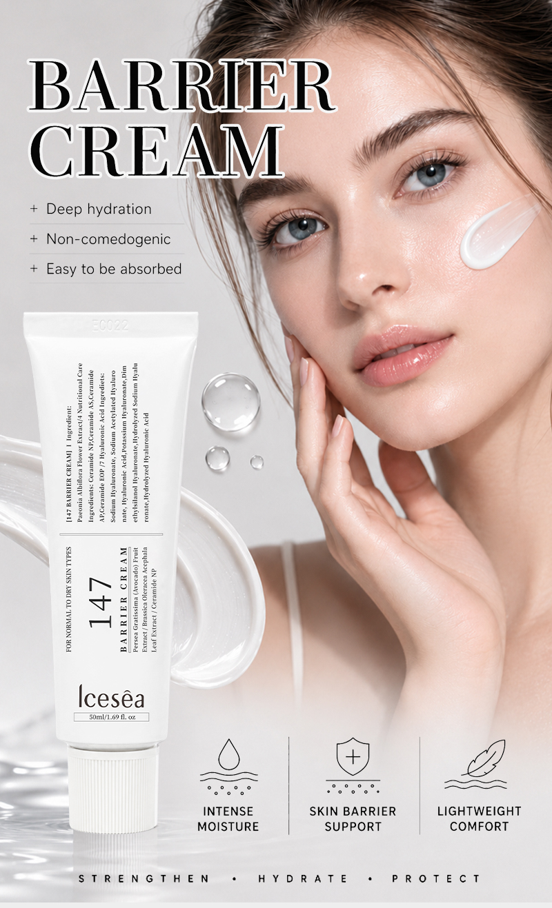 OEM ODM 147 Barrier Cream Ceramide NP Avocado Hyaluronic Acid Deep Hydrating Barrier Repair Moisturizing Facial Cream(pic1)