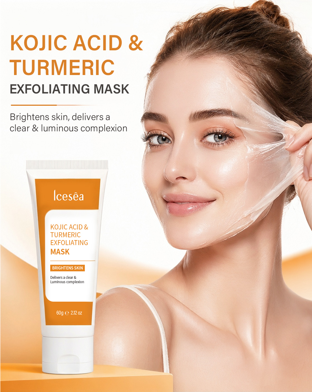 OEM ODM Kojic Acid Turmeric Peel Off Mask Gentle Exfoliating Skin Brightening Clear Complexion Facial Treatment Gel Film Mask60g(pic1)