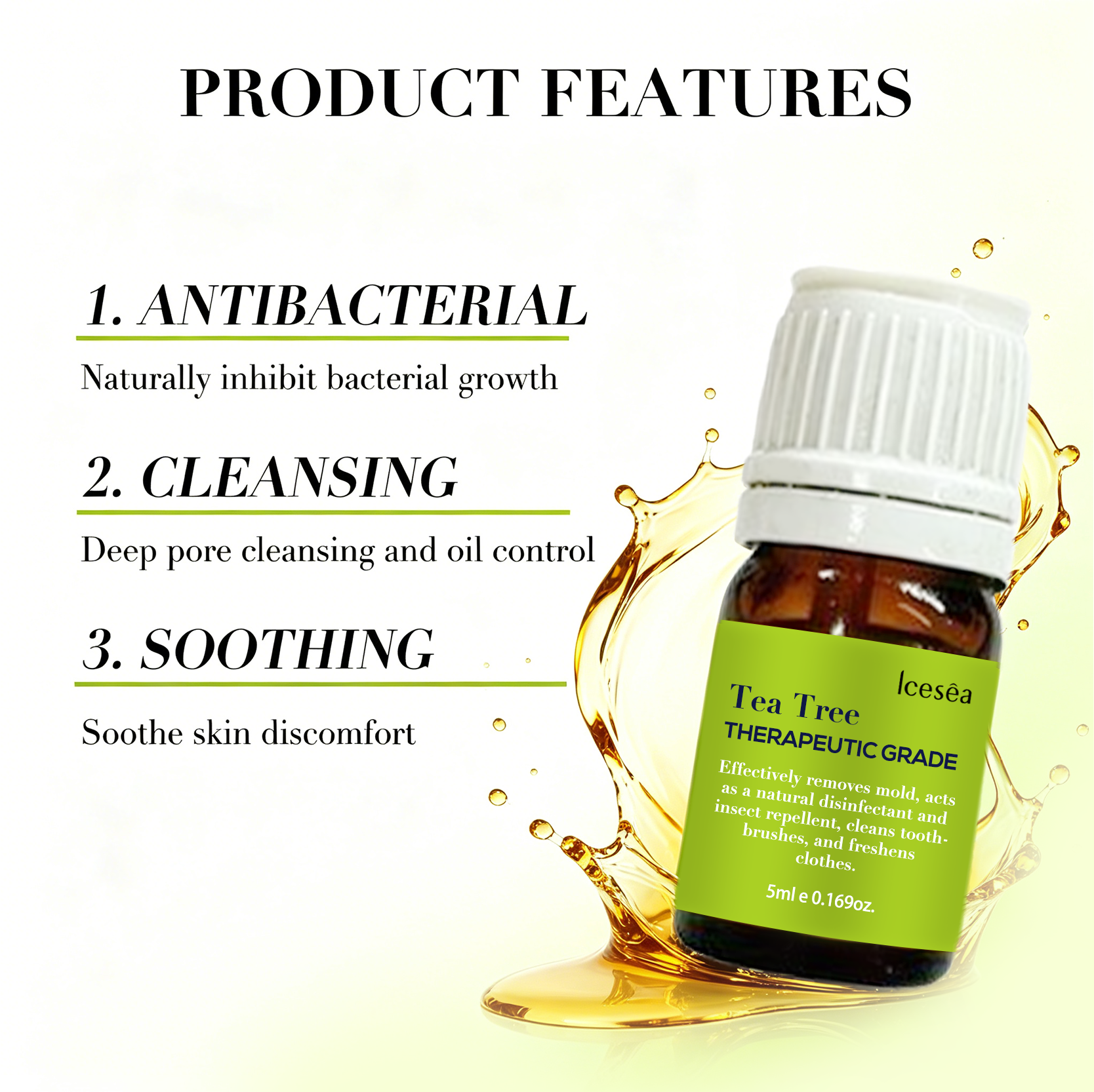 Icesea Pure Essential Oil Tea Tree 100% Pure Antibacterial OEM/ODM(pic3)