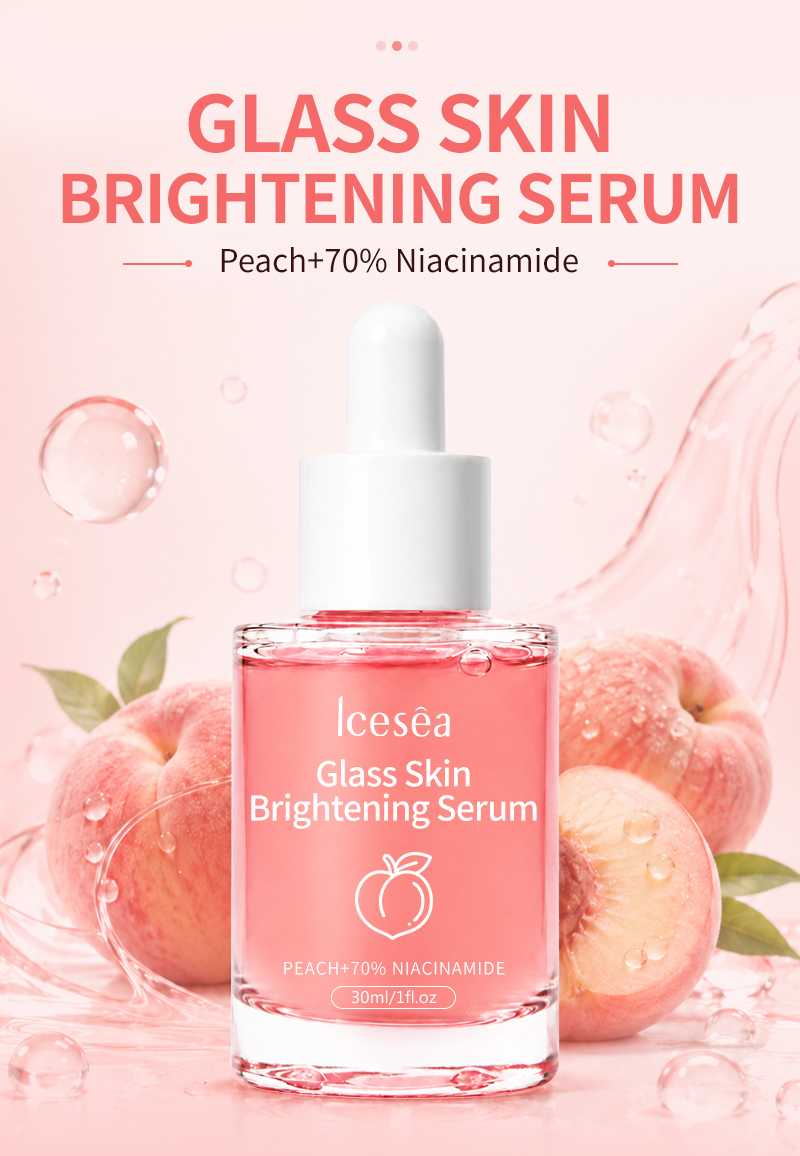 Icesea Private Label Hydrating Brightening Face Serum with Peach Extract & Hyaluronic Acid 30ml for Oily Skin(pic1)