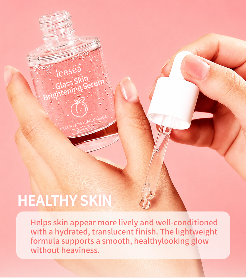 Icesea Private Label Hydrating Brightening Face Serum with Peach Extract & Hyaluronic Acid 30ml for Oily Skin(pic3)