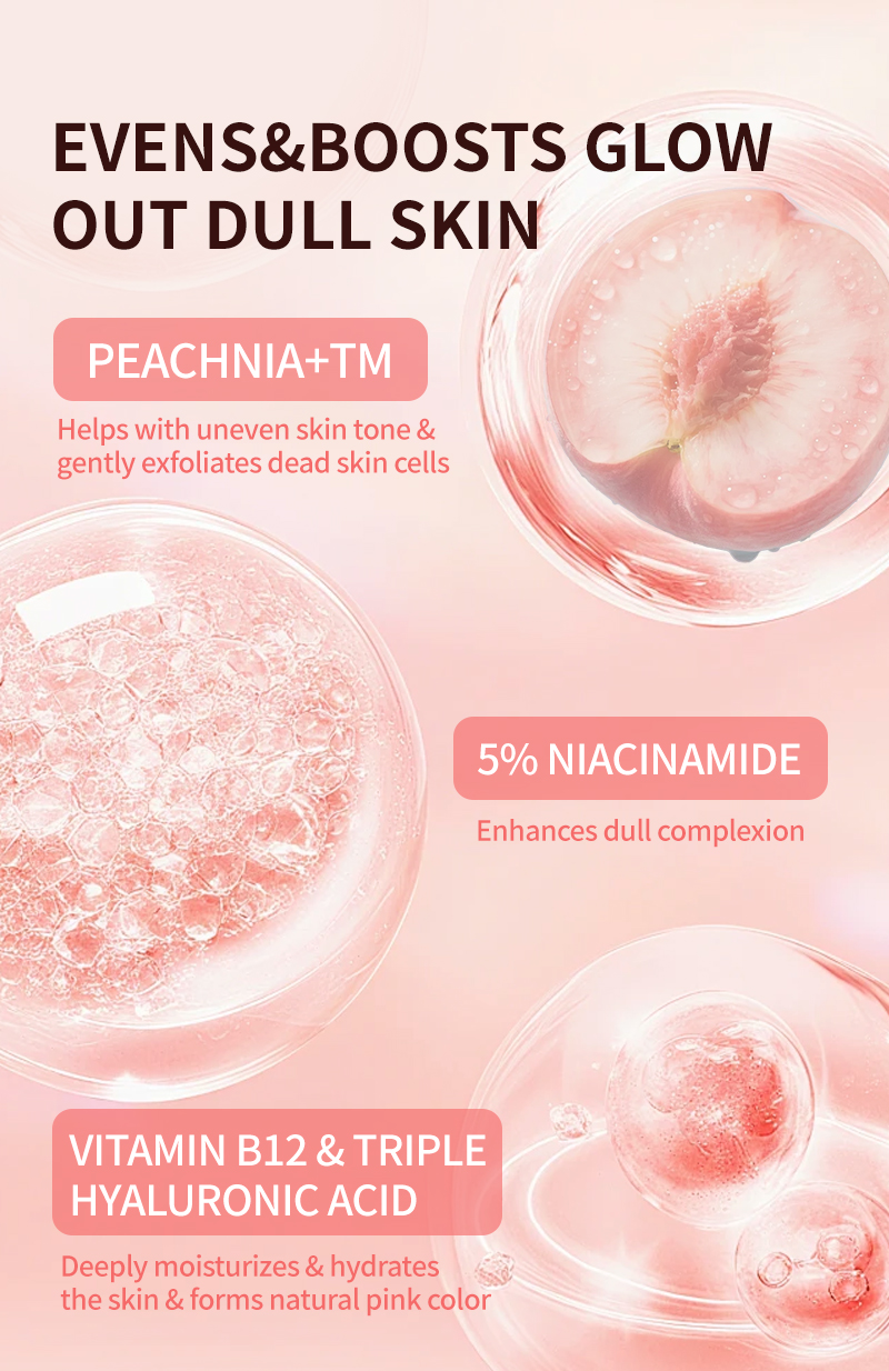 Icesea Private Label Hydrating Brightening Face Serum with Peach Extract & Hyaluronic Acid 30ml for Oily Skin(pic4)