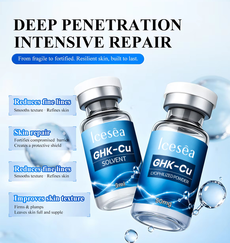Icesea GHK-Cu Vial Peptide Serum with Stem Cell 30ml OEM Anti-Aging Pore Shrinking Moisturizing Repairing for Face(pic3)