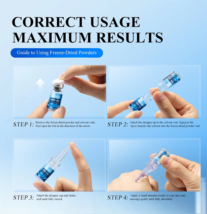 Icesea GHK-Cu Vial Peptide Serum with Stem Cell 30ml OEM Anti-Aging Pore Shrinking Moisturizing Repairing for Face(pic5)