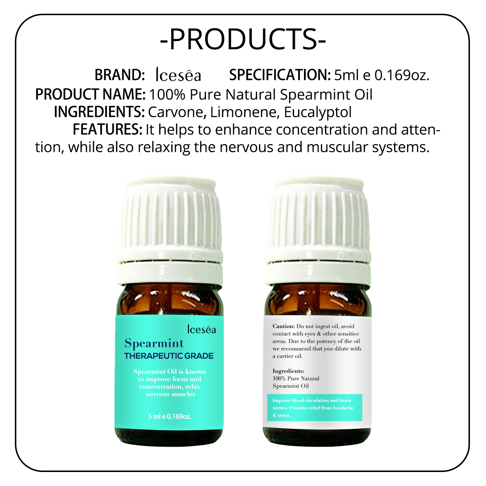 OEM ODM Pure Spearmint Essential Oil 5ml Fresh Mint Scent Calm Tense Body Improve Concentration Home(pic6)