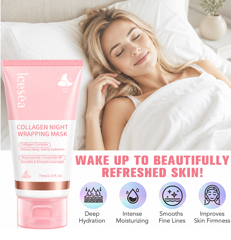 Icesea Collagen Night Wrapping Gel 75ml Peeling Face with Niacinamide & Ceramide for Deep Hydration & Firming Revitalizing(pic2)