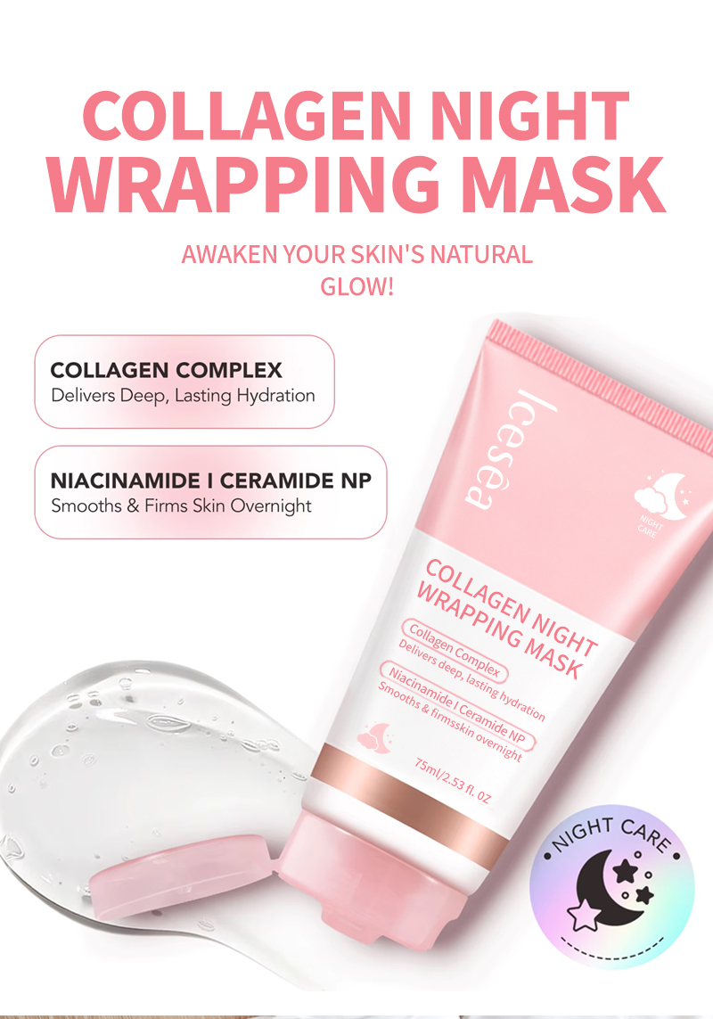 Icesea Collagen Night Wrapping Gel 75ml Peeling Face with Niacinamide & Ceramide for Deep Hydration & Firming Revitalizing(pic1)